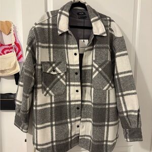Plaid Gray Shirt Jacket